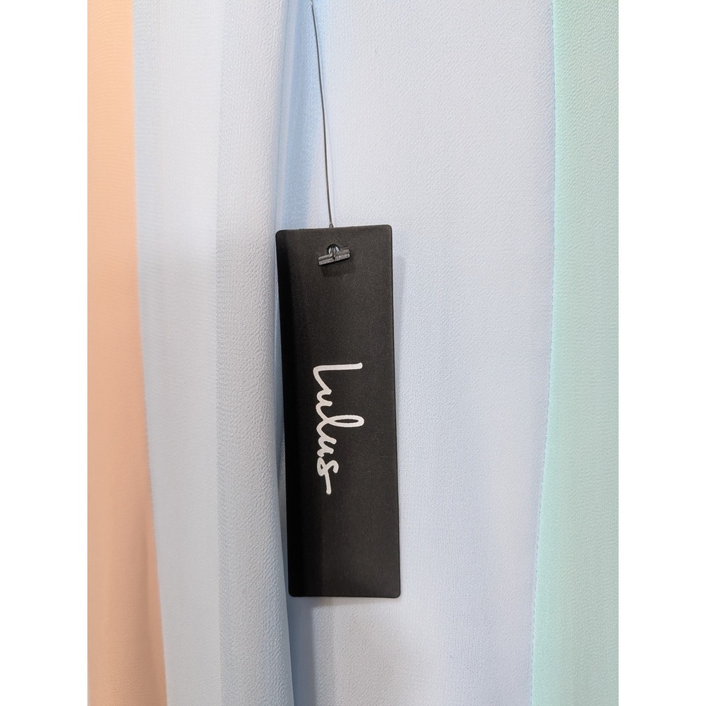 Lulus Pastel Colorblock Chiffon Maxi Dress Adjustable Strap Small NWT Minor Flaw - Picture 3 of 13